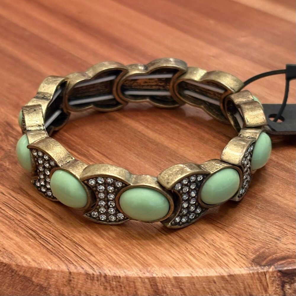 J.Crew | Mint Cabochon Stretch Bracelet | Large